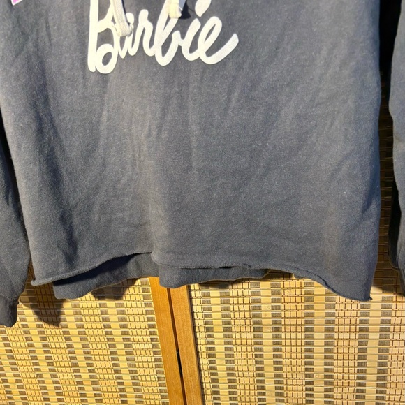Malibu Barbie distressed wash grey cropped Hoodie sweater sweatshirt top - Picture 5 of 7